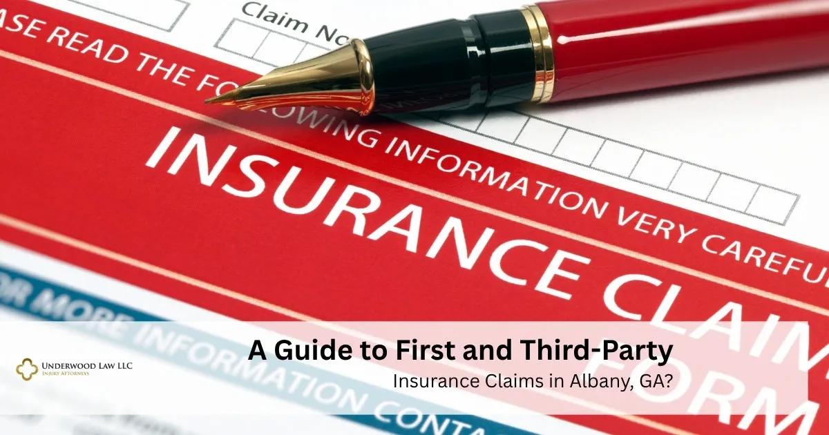 Close-up of a red insurance claim form with a black and gold fountain pen on top.