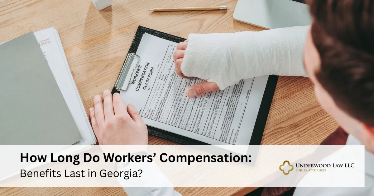 Person with a white cast on arm filling out a Workers' Compensation Claim Form on clipboard.